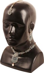 Touchstone Indian Bollywood Gorgeous intricate Workmanship Sparkling Rhinestone crystal wedding Designer Jewelry Necklace Set In Gold or Silver Tone For Women. - Image 6